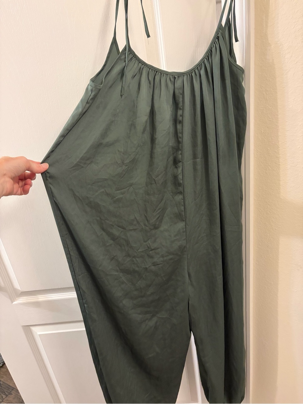 Victoria's Secret Olive Green Sleeveless Jumpsuit with Tie Straps